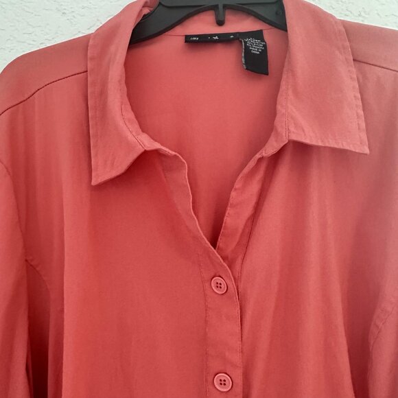Maggie Barnes Shirt‎ Womens 3X Candy Pink Button Front 3/4 Sleeve Office Party - Picture 2 of 11